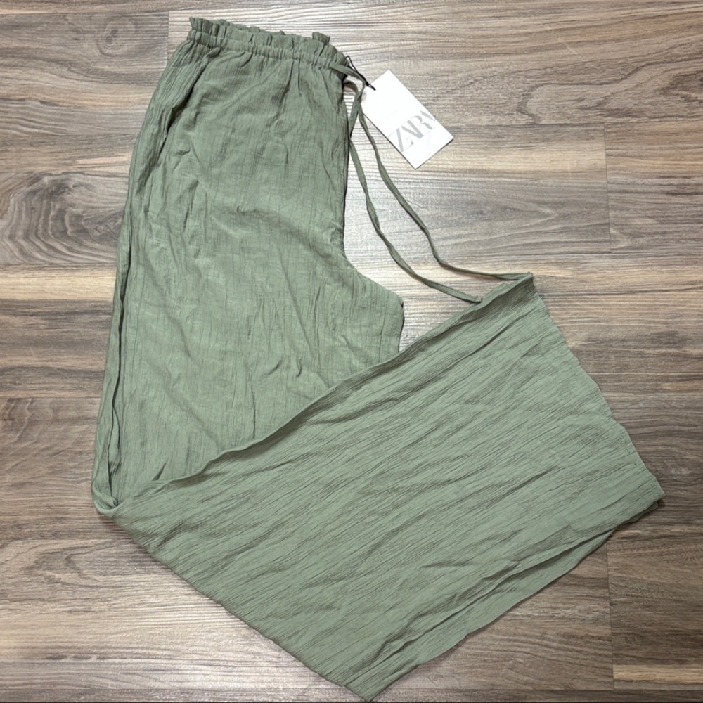 Zara Olive Textured Pants
